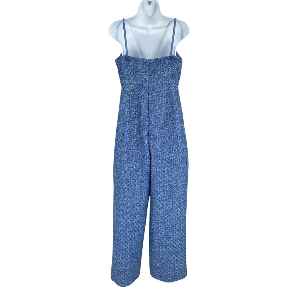 Mare Mare Anthropologie Jumpsuit Womens Size M‎ Blue Tweed Metallic Wide Leg